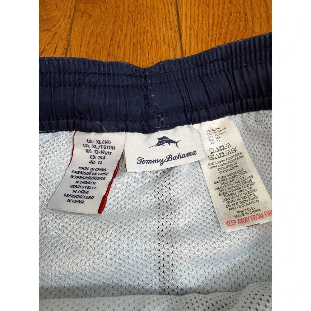 Tommy Bahama Boys XL 14 Swim Trunks Blue Green Colorblock Board Shorts NWT